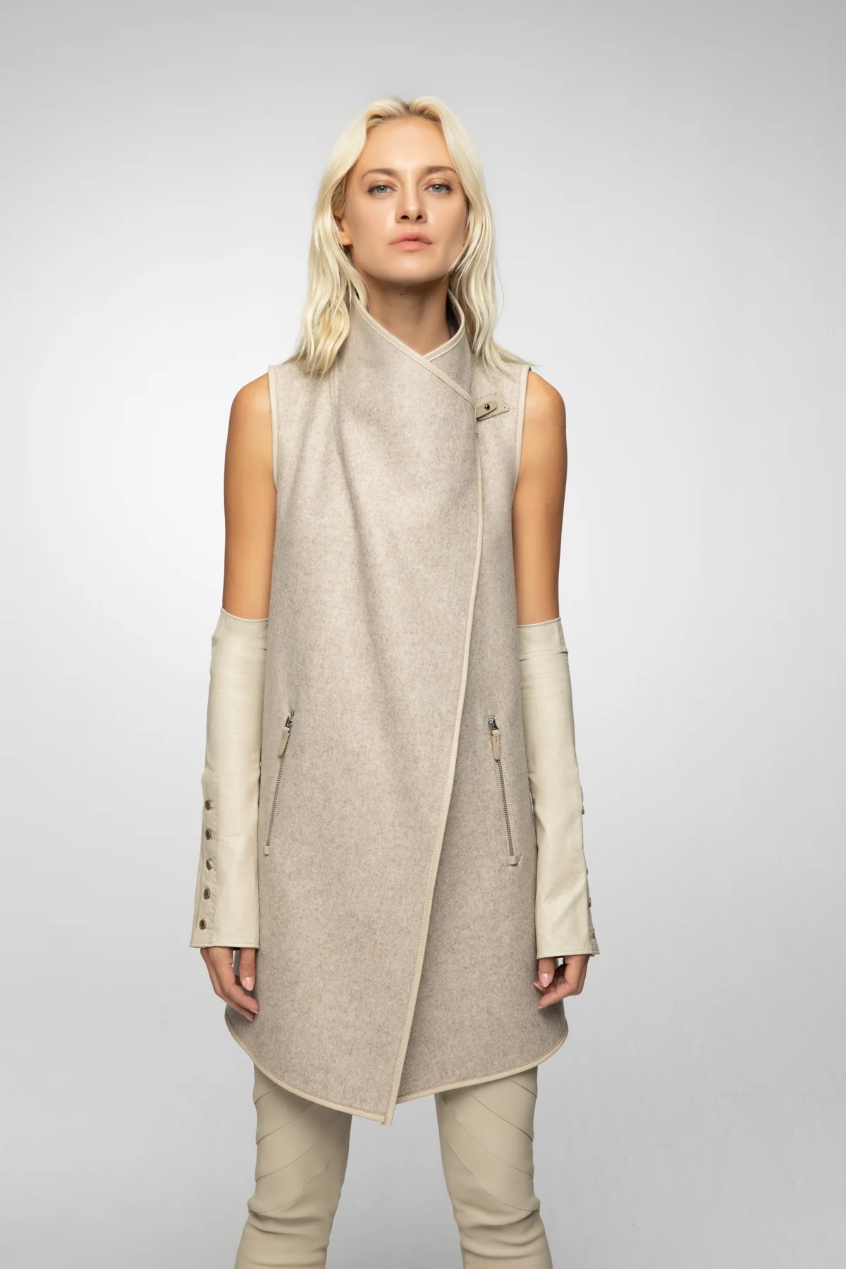 Zoe - Latte Wool Vest - Image 3
